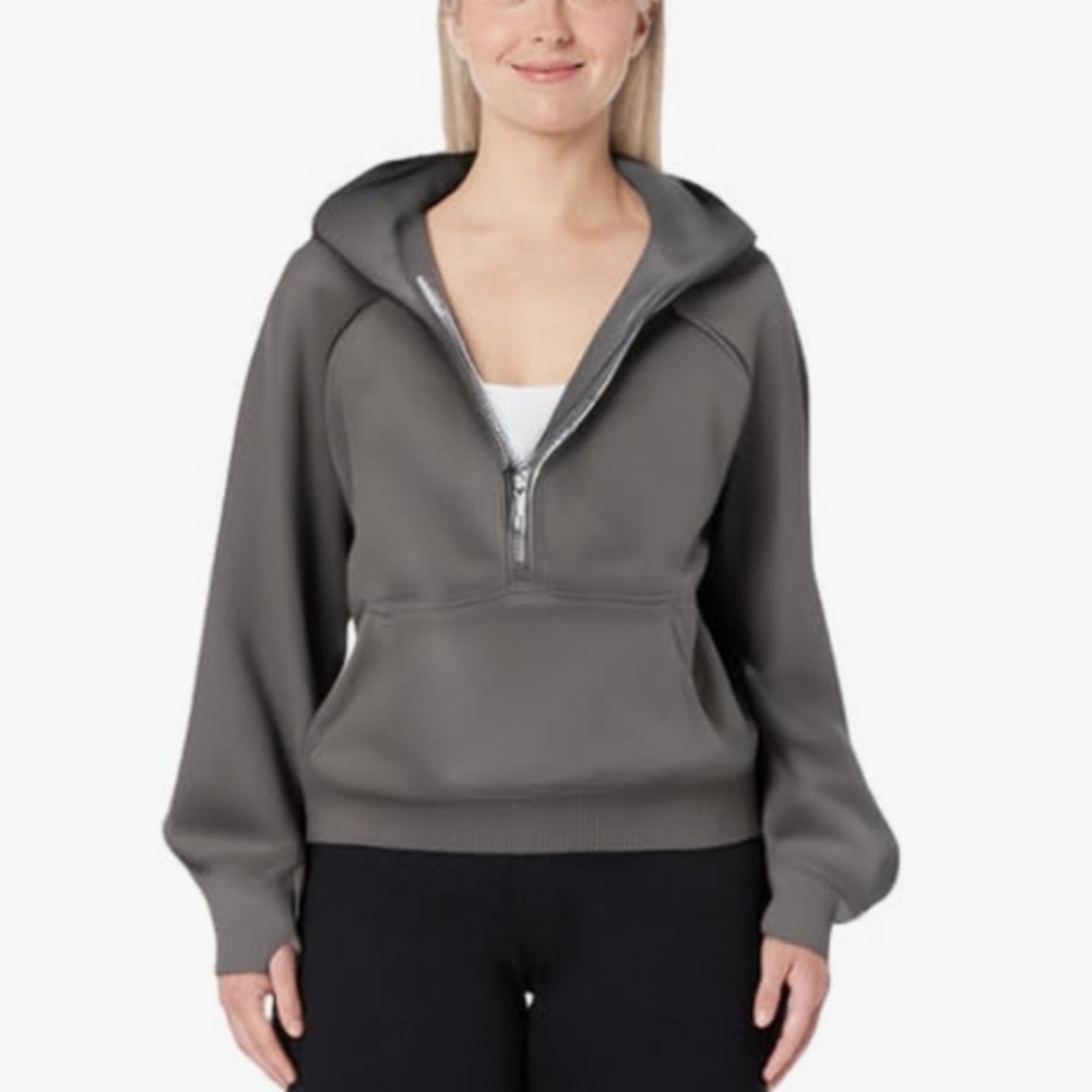 NWOT Automet Women’s Cropped Pullover Fleece Quarter Zipper Hoddie - Picture 2 of 4